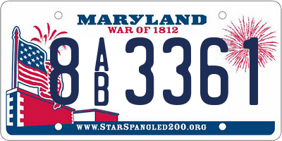 MD license plate 8AB3361