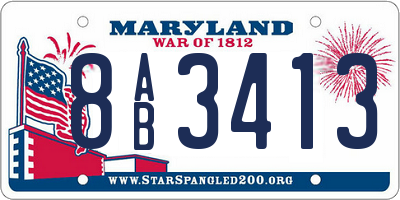 MD license plate 8AB3413