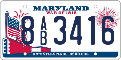MD license plate 8AB3416