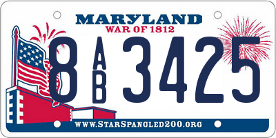 MD license plate 8AB3425