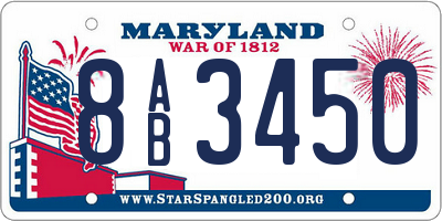 MD license plate 8AB3450