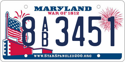 MD license plate 8AB3451