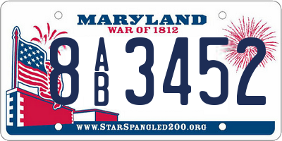 MD license plate 8AB3452