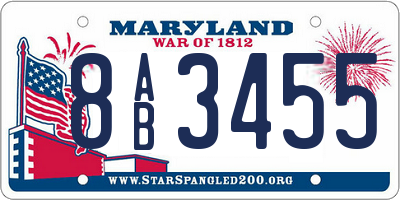 MD license plate 8AB3455