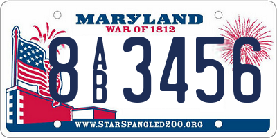 MD license plate 8AB3456