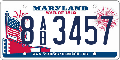 MD license plate 8AB3457