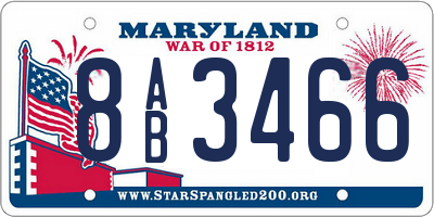 MD license plate 8AB3466