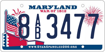 MD license plate 8AB3477