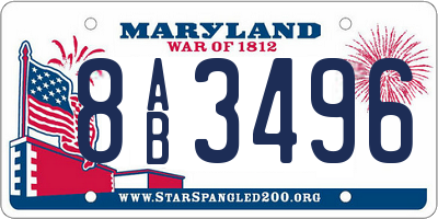 MD license plate 8AB3496