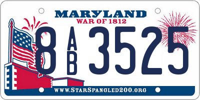 MD license plate 8AB3525