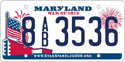 MD license plate 8AB3536