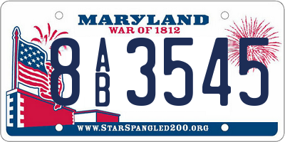 MD license plate 8AB3545
