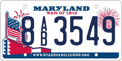 MD license plate 8AB3549