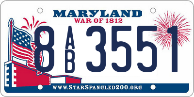 MD license plate 8AB3551