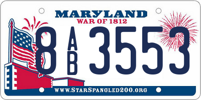MD license plate 8AB3553