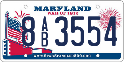 MD license plate 8AB3554