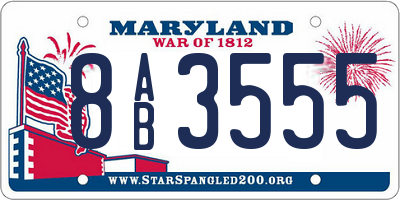 MD license plate 8AB3555