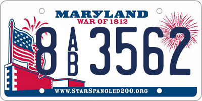 MD license plate 8AB3562