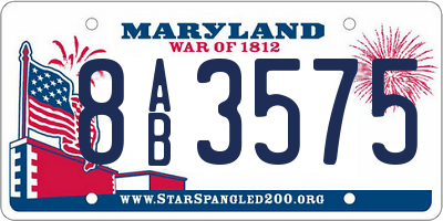 MD license plate 8AB3575