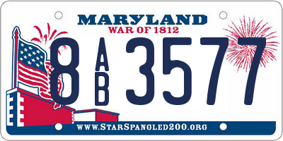 MD license plate 8AB3577