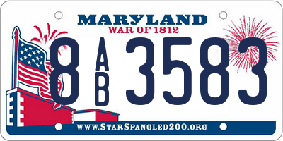 MD license plate 8AB3583