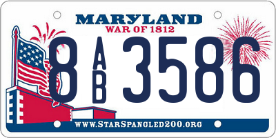 MD license plate 8AB3586