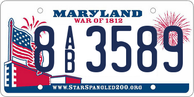 MD license plate 8AB3589
