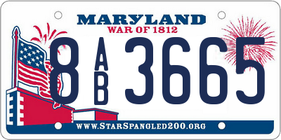MD license plate 8AB3665