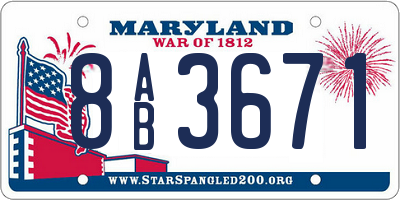 MD license plate 8AB3671