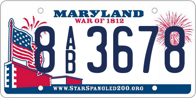 MD license plate 8AB3678