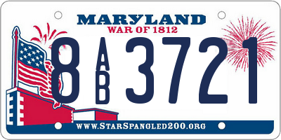 MD license plate 8AB3721