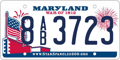 MD license plate 8AB3723