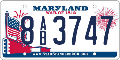 MD license plate 8AB3747