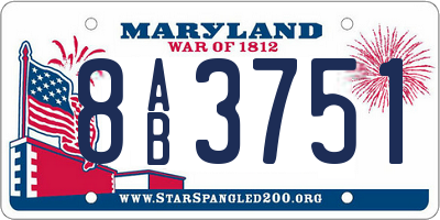 MD license plate 8AB3751