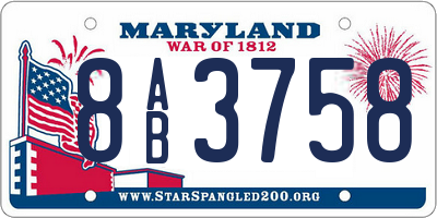 MD license plate 8AB3758