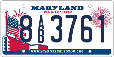 MD license plate 8AB3761