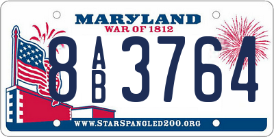 MD license plate 8AB3764