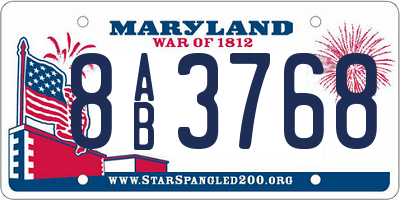 MD license plate 8AB3768