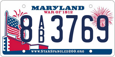 MD license plate 8AB3769