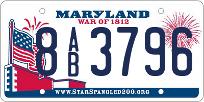 MD license plate 8AB3796