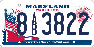 MD license plate 8AB3822