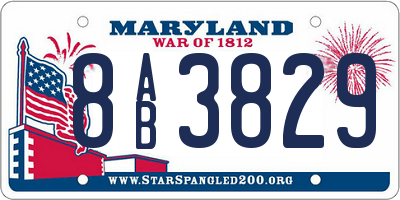 MD license plate 8AB3829