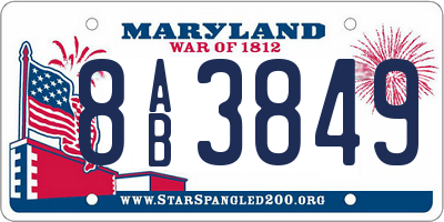 MD license plate 8AB3849