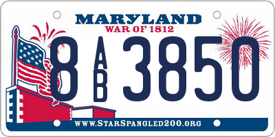 MD license plate 8AB3850