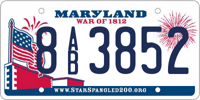 MD license plate 8AB3852
