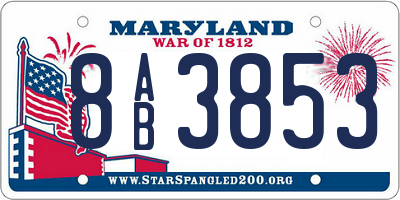 MD license plate 8AB3853