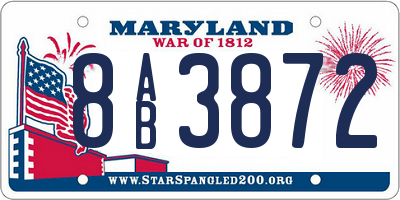 MD license plate 8AB3872