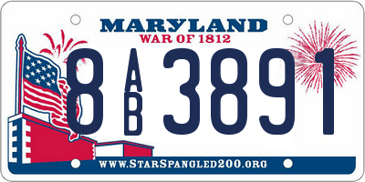 MD license plate 8AB3891