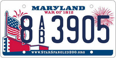 MD license plate 8AB3905