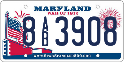 MD license plate 8AB3908